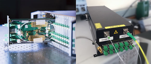 Left: Synchronisation distribution system designed by ICRAR selected for SKA-mid dishes in South Africa. Right: Synchronisation distribution system designed by Tsinghua University selected for SKA-low antennas in Australia.